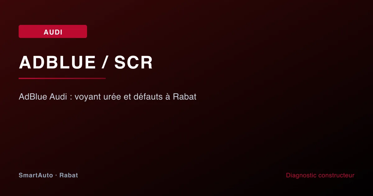 Réservoir AdBlue et pompe SCR sur Audi en intervention SmartAuto Rabat