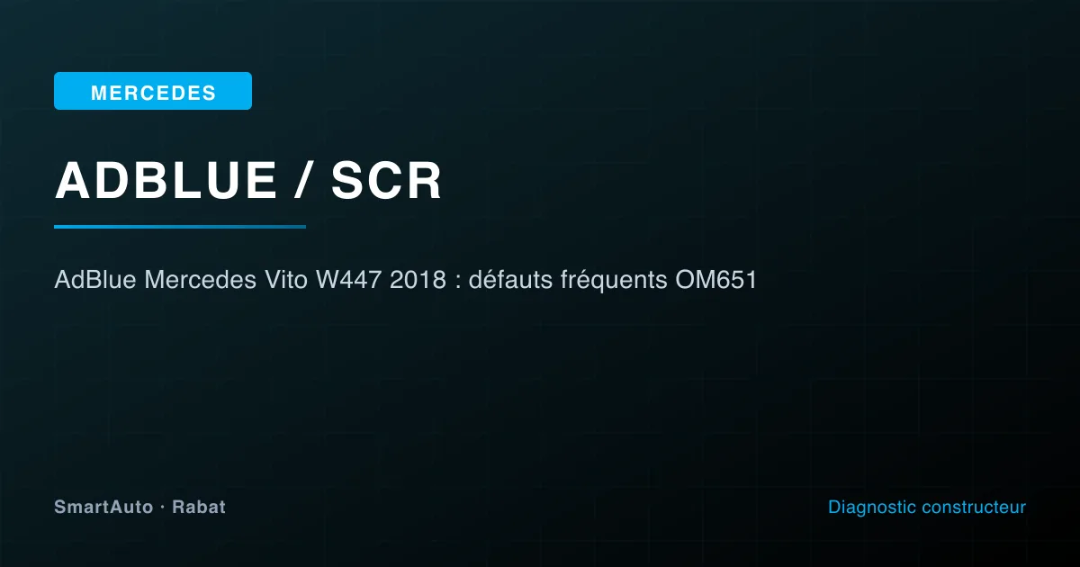 AdBlue / SCR sur Mercedes Vito W447 2018 — diagnostic XENTRY et réparation à SmartAuto Rabat