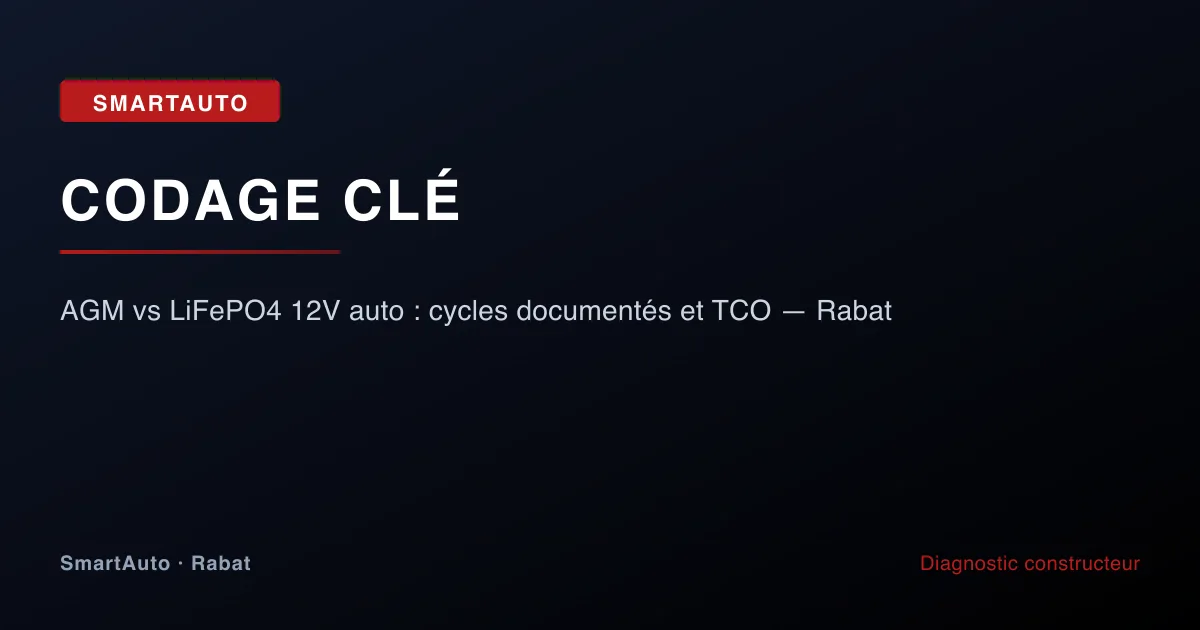 AGM vs LiFePO4 12V auto : cycles documentés et TCO — Rabat — atelier SmartAuto Rabat