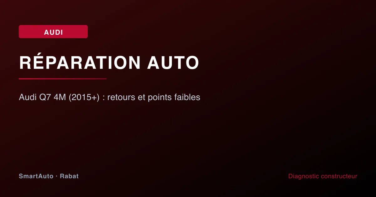 Audi Q7 4M (2015+) : retours et points faibles — atelier SmartAuto Rabat Agdal véhicules allemands