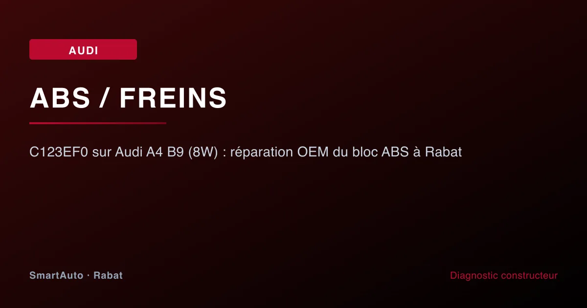 Code C123EF0 ABS sur Audi A4 B9 — réparation OEM du module amplificateur hydraulique à Rabat par SmartAuto
