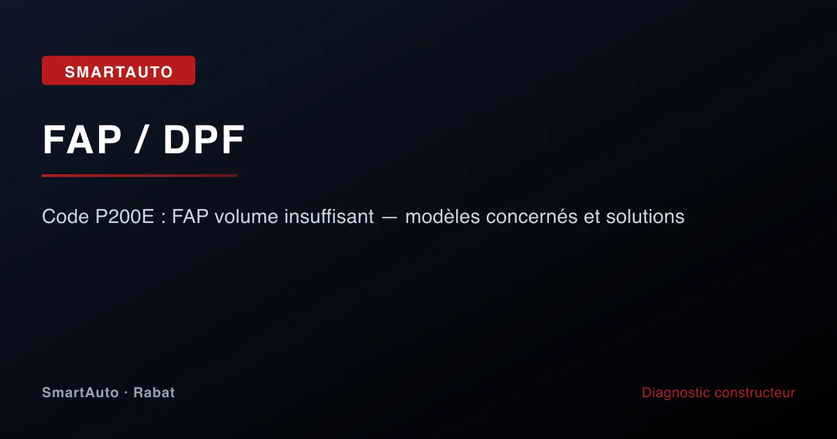 Code P200E : FAP volume insuffisant — modèles concernés et solutions — atelier SmartAuto Rabat