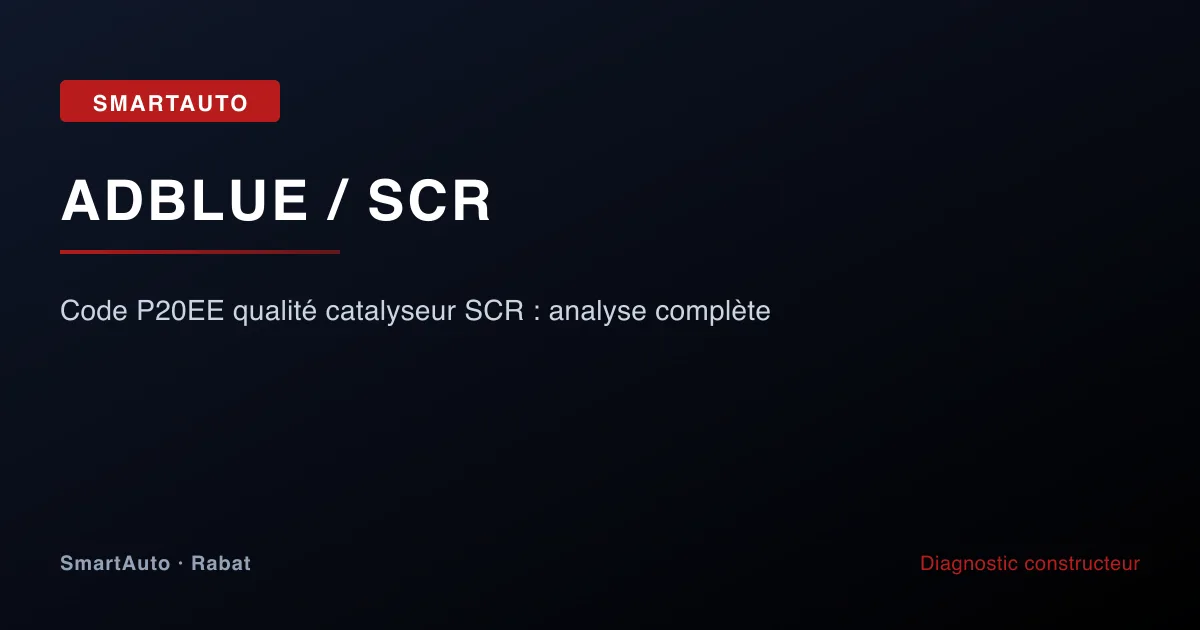 Code P20EE qualité catalyseur SCR : analyse complète — atelier SmartAuto Rabat Agdal véhicules allemands