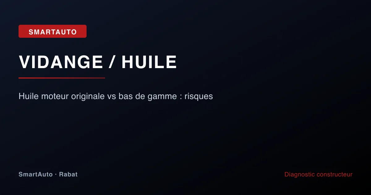 Illustration article : huile moteur originale vs bas de gamme : risques — SmartAuto Rabat