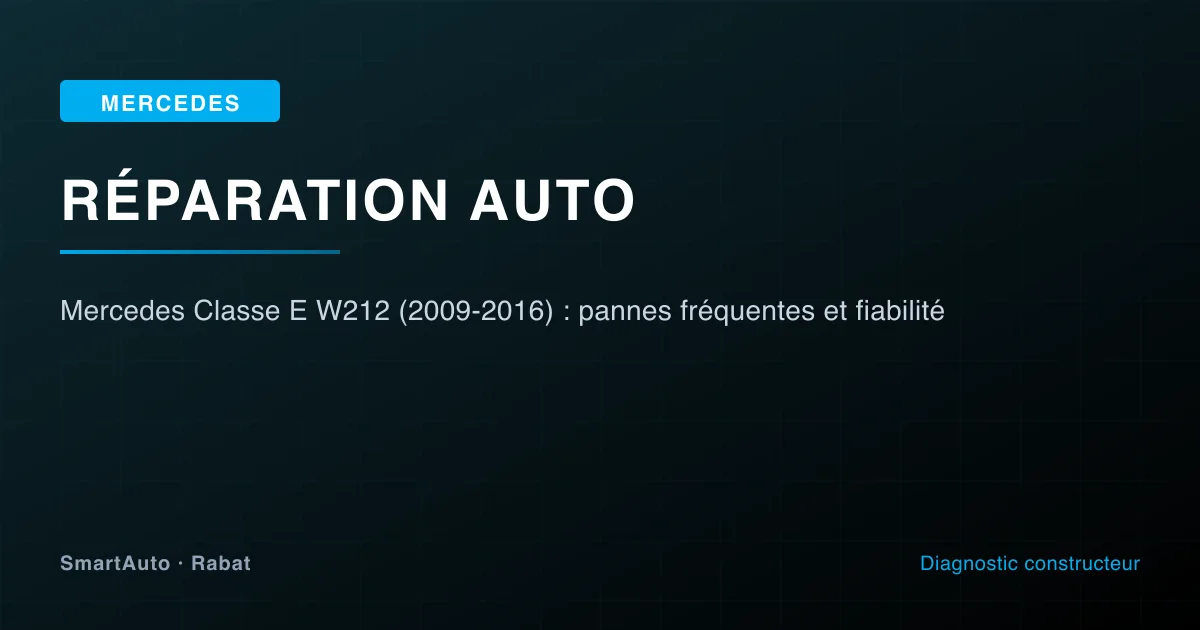 Mercedes Classe E W212 (2009-2016) : pannes fréquentes et fiabilité — atelier SmartAuto Rabat Agdal véhicules allemands