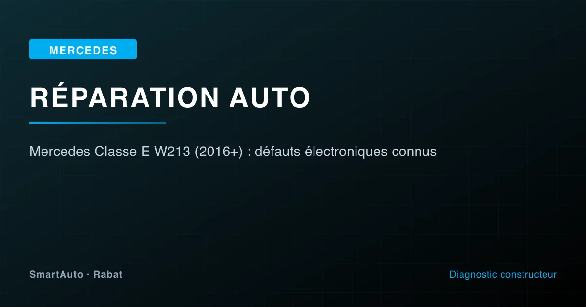 Mercedes Classe E W213 (2016+) : défauts électroniques connus — atelier SmartAuto Rabat Agdal véhicules allemands