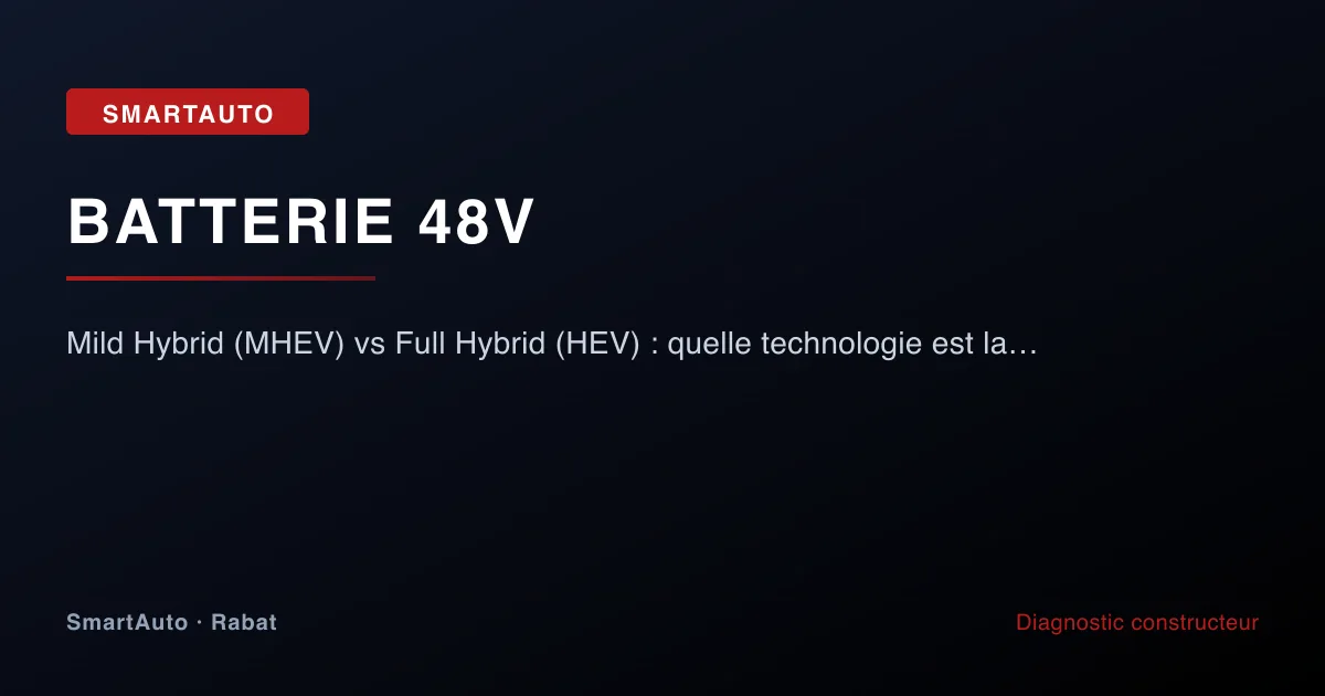 Mild Hybrid (MHEV) vs Full Hybrid (HEV) : quelle technologie est la plus fiable ? — atelier SmartAuto Rabat batterie 48V Mild Hybrid