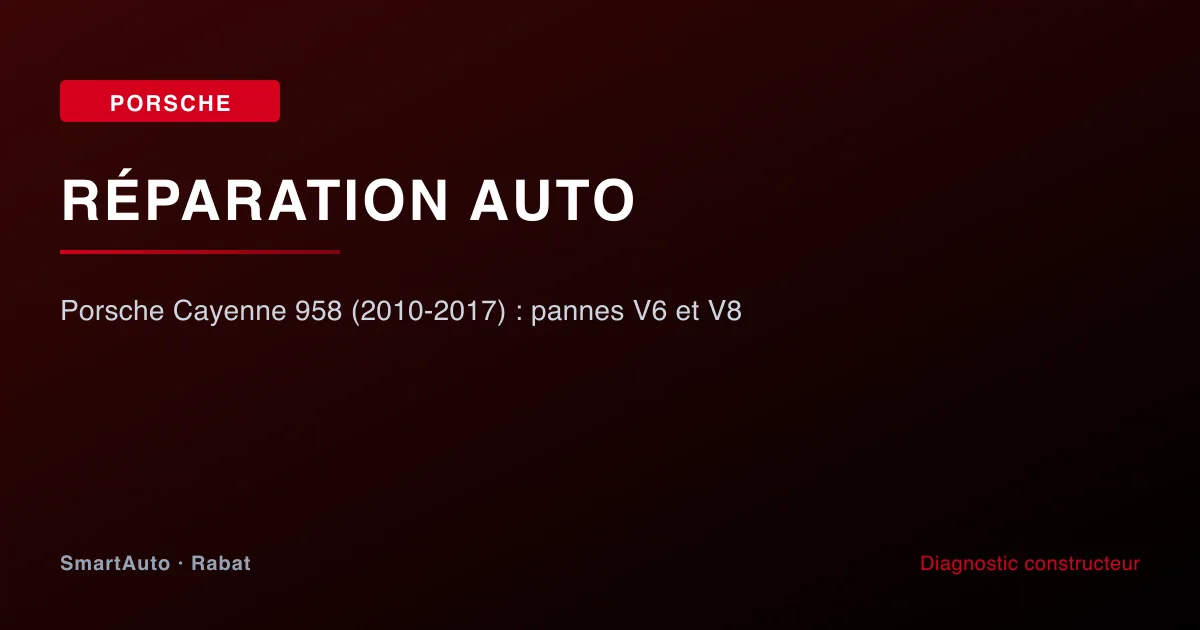 Porsche Cayenne 958 (2010-2017) : pannes V6 et V8 — atelier SmartAuto Rabat Agdal véhicules allemands