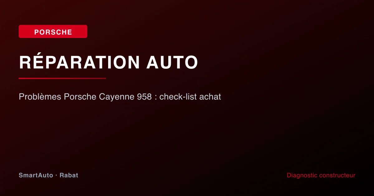 Diagnostic et réparation Porsche à Rabat par SmartAuto — atelier Agdal Hay Riad