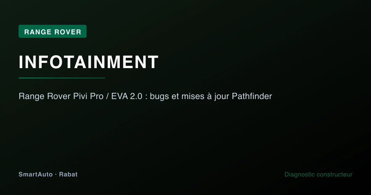 Range Rover Pivi Pro / EVA 2.0 : bugs et mises à jour Pathfinder — atelier SmartAuto Rabat