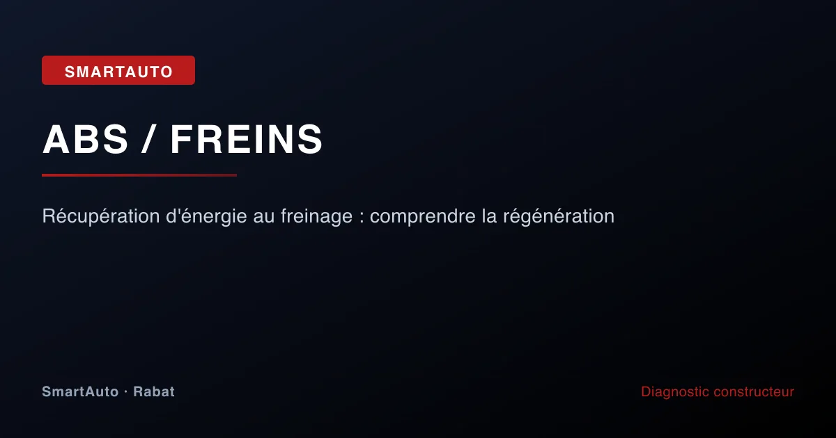 Récupération d'énergie au freinage : comprendre la régénération — atelier SmartAuto Rabat