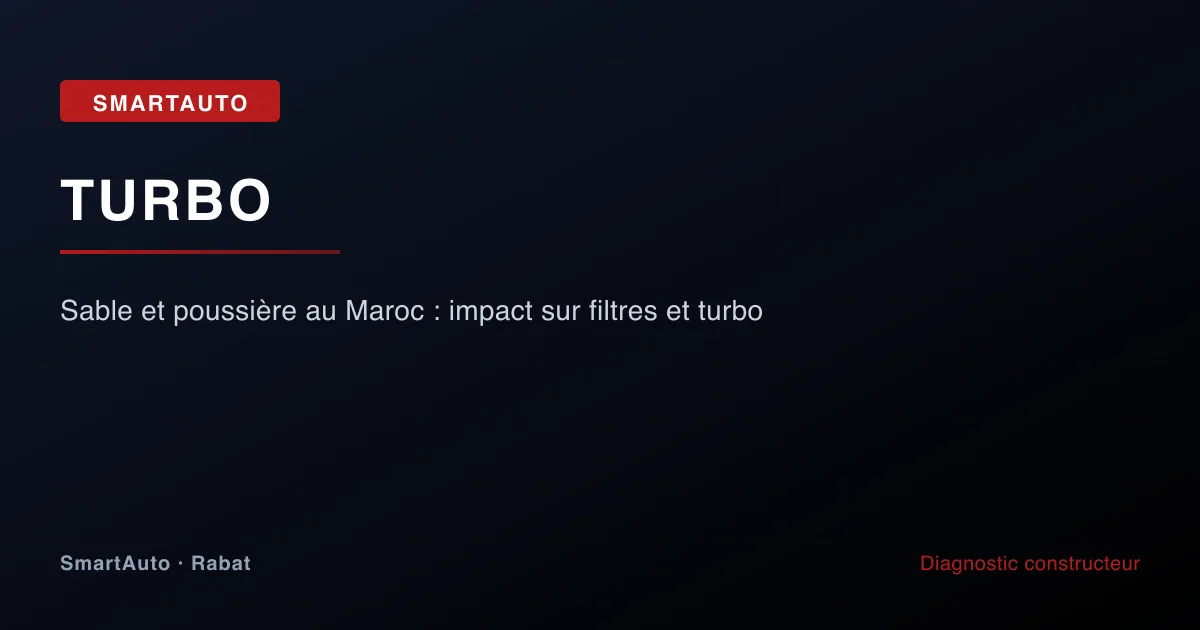 Sable et poussière au Maroc : impact sur filtres et turbo — atelier SmartAuto Rabat Agdal véhicules allemands